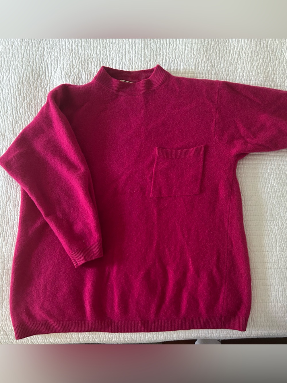 United Colors Of Benetton Fuchsia Crewneck Sweater with Chest Pocket